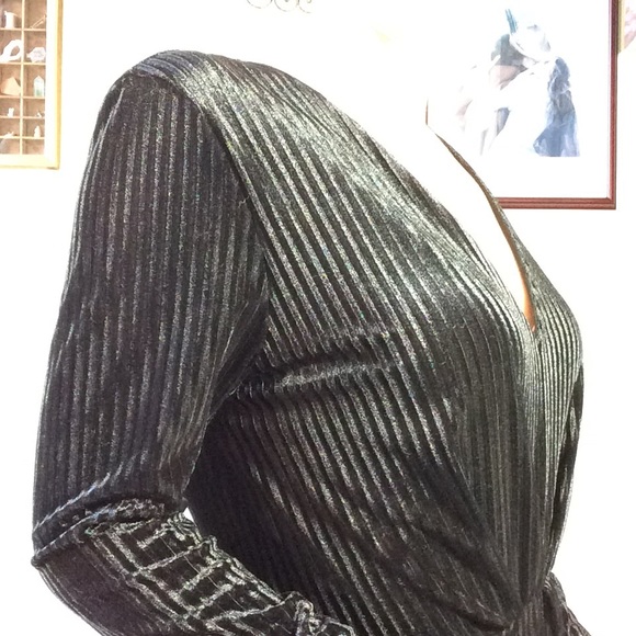 SOLD FILLMORE Lush Black Velvet Stretchy Jumpsuit - Picture 6 of 10